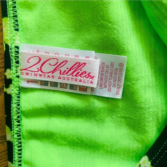 2 Chillies swimwear Australlia bikini size 8 neon green floral summer beach sexy - Picture 4 of 8